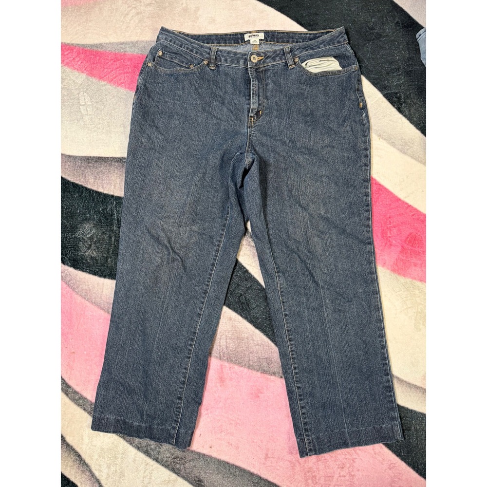 Cato Woman Straight Leg Jeans Medium Wash Blue Denim Embroidered Pockets 16W